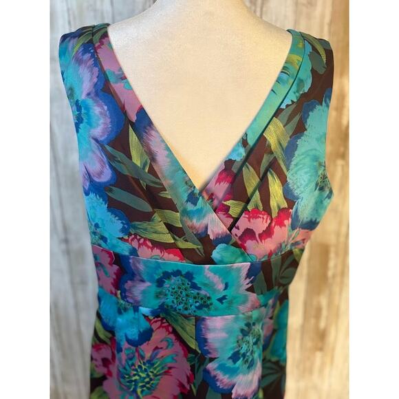 Calvin Klein Floral Watercolor Dress - Sleeveless V-neck - Size 10 (estimate) - Picture 6 of 7